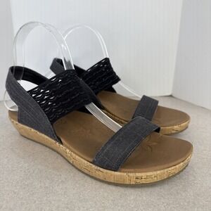 Skechers Luxe Foam Brie Women's Size 8 Sandals Slingback‎ Black